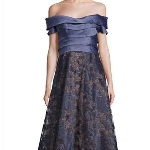 Metallic off-the shoulder gown